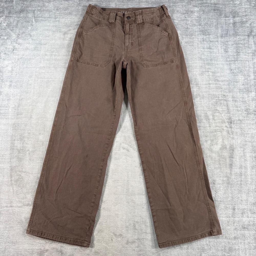 American Eagle Pants Womens 6 Brown Wide Leg Baggy Stretch Utility Carpenter
